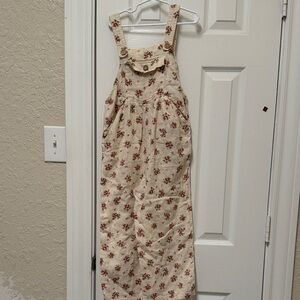 Floral Beige Overall Dress